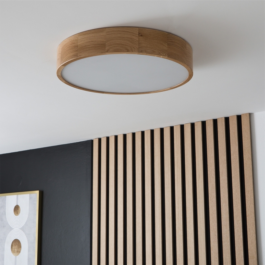 Brilagi - Candeeiro de tecto LED RGBW dimerizável CARVALHO 3xE27/9W/230V 2700-6500K Wi-Fi carvalho Ø 47,5 cm