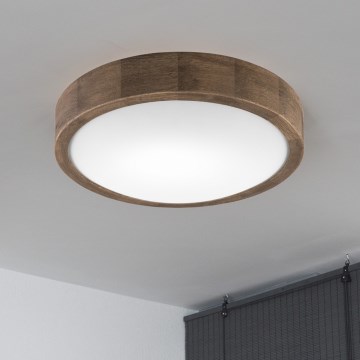 Brilagi - Luminária de teto LED RGBW dimerizável CARVALHO SLIM 1xE27/15W/230V 2700-6500K Wi-Fi carvalho, diâmetro 27 cm