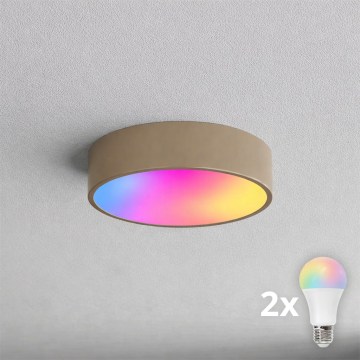 Brilagi - Luminária de teto LED RGBW dimerizável CLARE 2xE27/9W/230V 2700-6500K diâmetro 30 cm Wi-Fi bege