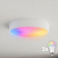 Brilagi - Luminária de teto LED RGBW dimerizável CLARE 3xE27/9W/230V 2700-6500K diâmetro 40 cm Wi-Fi branca