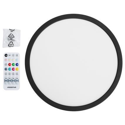 Brilagi - Candeeiro de teto LED RGBW dimerizável VIBE LED/24W/230V 3000–6500K Ø 29 cm preto + comando remoto