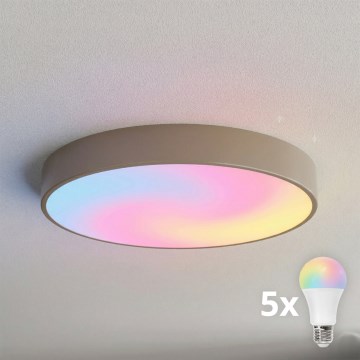 Brilagi - Luminária de teto LED RGBW regulável CLARE 5xE27/9W/230V 2700-6500K Ø 60 cm Wi-Fi bege