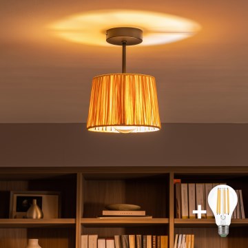 Brilagi - Luminária de Teto LED Sobreposta CERIA BOHO 1xE27/60W/230V Ø 20 cm preta/ráfia