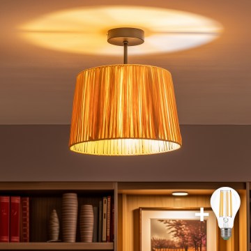 Brilagi - Luminária de Teto LED Sobreposta CERIA BOHO 1xE27/60W/230V Ø 30 cm preta/ráfia