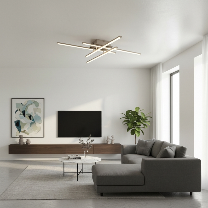 Brilagi - Luminária de teto LED STRIPES LED/37W/230V 68x68 cm prateada