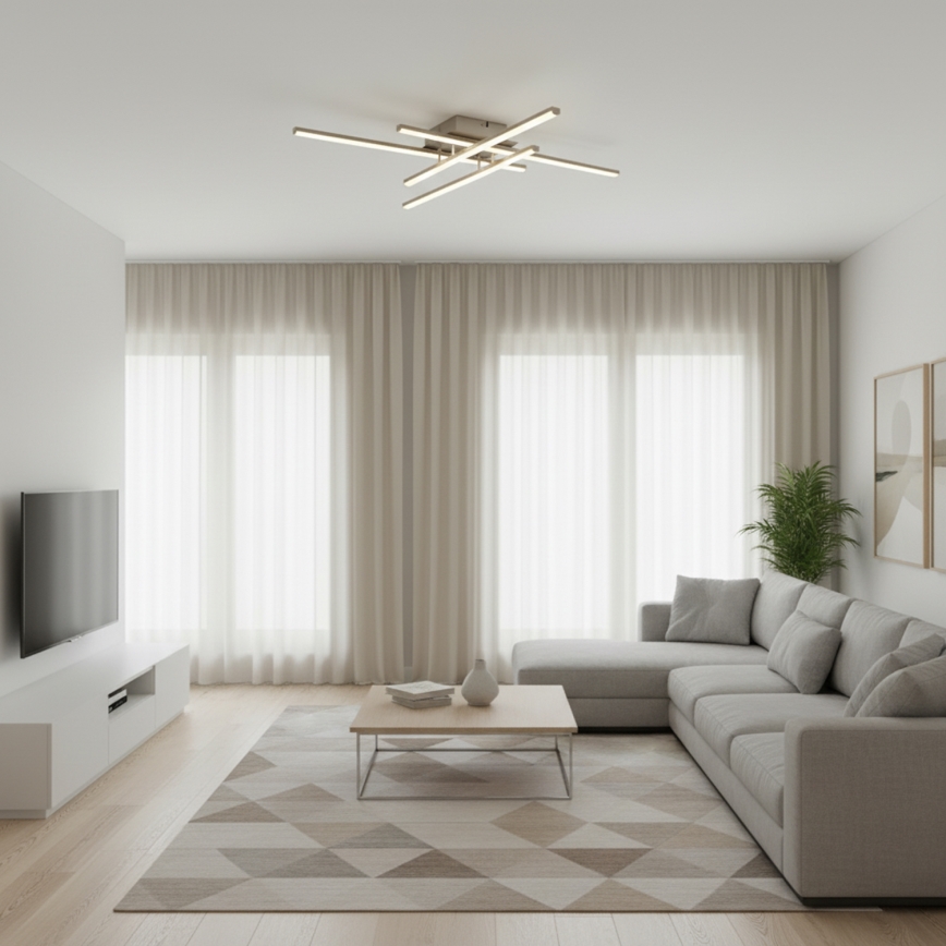 Brilagi - Luminária de teto LED STRIPES LED/37W/230V 68x68 cm prateada