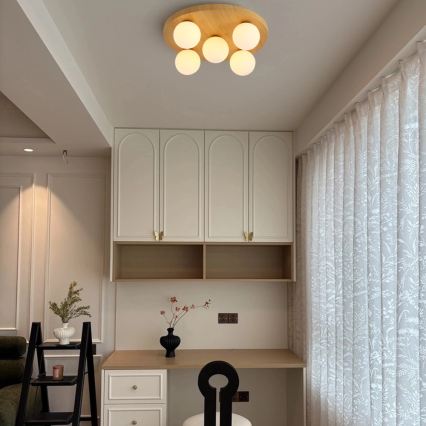 Brilagi - Luminária de teto LUND WOOD 5xG9/9W/230V, Ø 40 cm, em madeira de seringueira