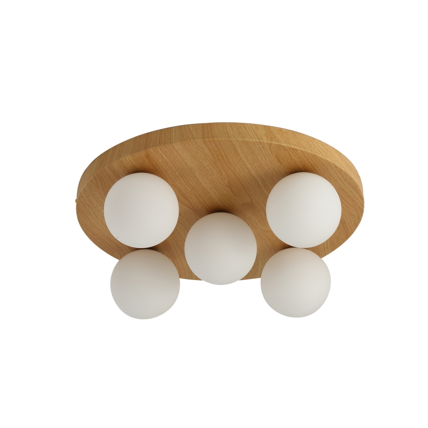 Brilagi - Luminária de teto LUND WOOD 5xG9/9W/230V, Ø 40 cm, em madeira de seringueira