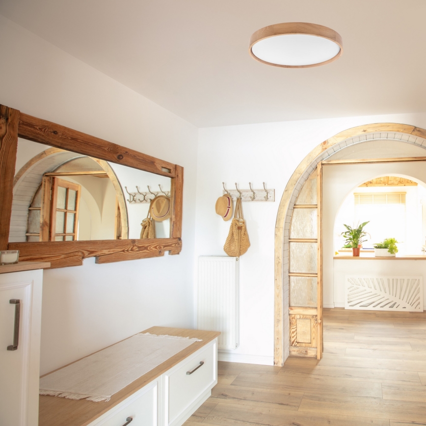 Brilagi - Luminária de teto LED dimmerizável MANAROLA SMART LED/36W/230V 2700-6500K carvalho diâmetro 51 cm Wi-Fi + controlo remoto Tuya