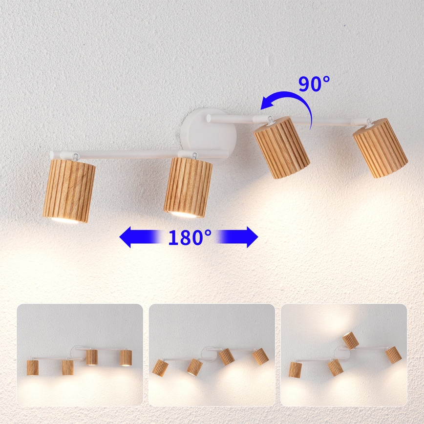 Brilagi - Luminária de teto MODERN WOOD 4xGU10/8W/230V madeira/branco