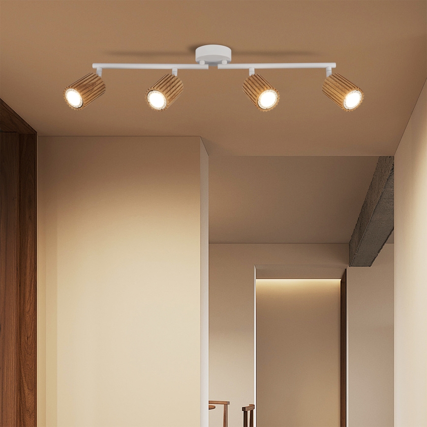 Brilagi - Luminária de teto MODERN WOOD 4xGU10/8W/230V madeira/branco