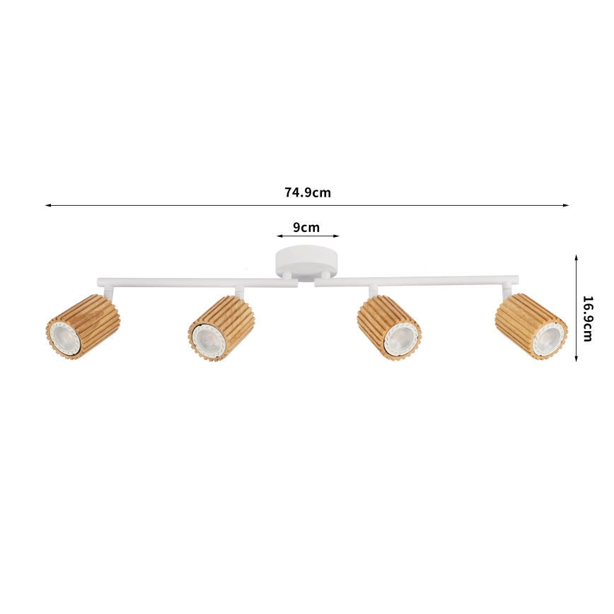 Brilagi - Luminária de teto MODERN WOOD 4xGU10/8W/230V madeira/branco