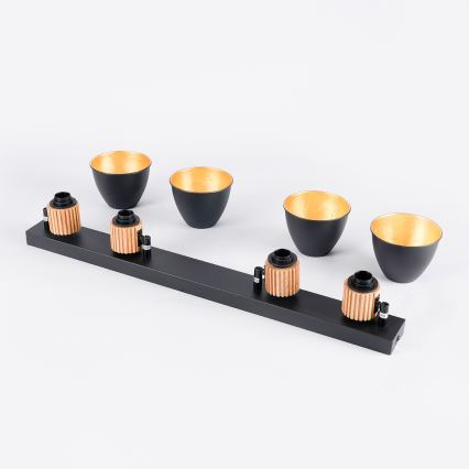 Brilagi - Luminária de teto ODENSE 4xE14/10W/230V madeira de seringueira/preto