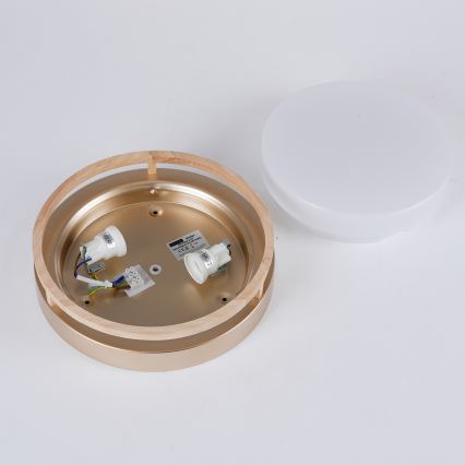 Brilagi - Luminária de teto ORINO 2xE27/40W/230V Ø 27 cm dourada/carvalho
