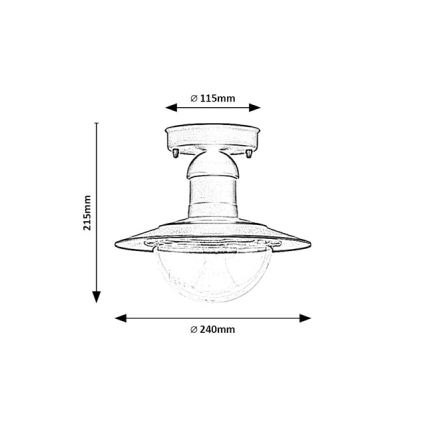 Brilagi - Luminária de teto para exterior MOLDE 1xE27/60W IP44 preta