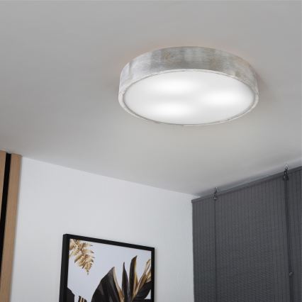 Brilagi - Luminária de teto PINO 3xE27/15W/230V, pinho/prateada Ø 47,5 cm