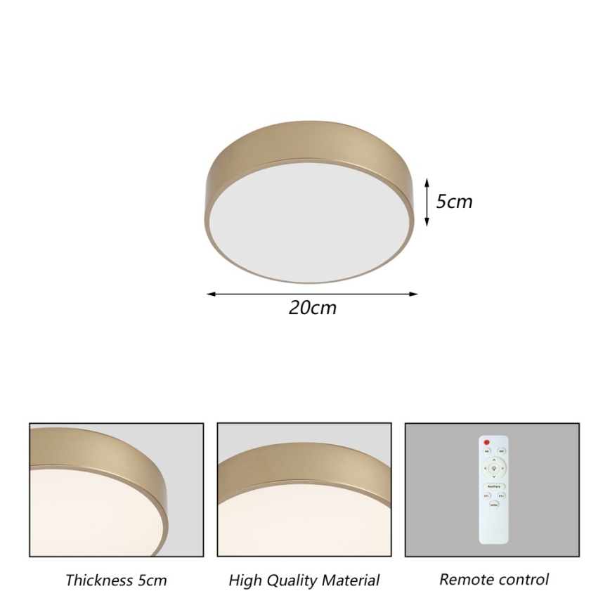 BRILAGI - Luminária de teto POOL LED/24W/230V 3000/4000/6000K Ø 20 cm dourada