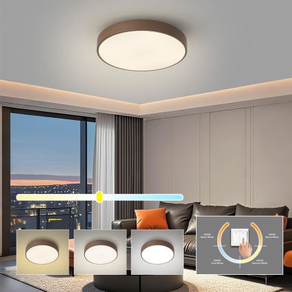 Brilagi - Candeeiro de tecto LED POOL LED/48W/230V 3000/4000/6000K Ø 40 cm castanho