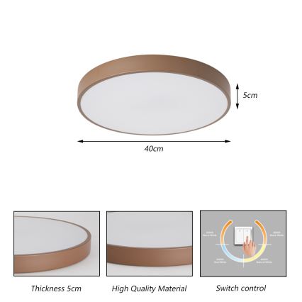 Brilagi - Candeeiro de tecto LED POOL LED/48W/230V 3000/4000/6000K Ø 40 cm castanho