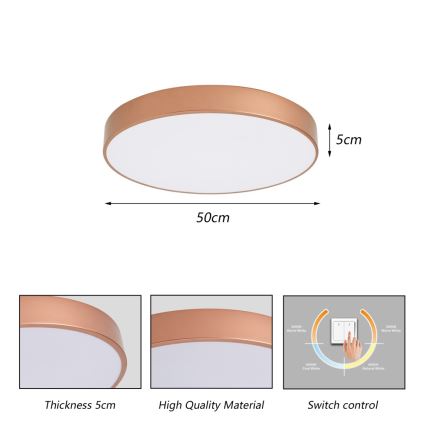 BRILAGI - Luminária de teto LED POOL LED/60W/230V 3000/4000/6000K Ø 50 cm bronze