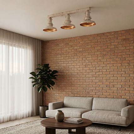 Brilagi - Luminária de teto PYRONIC 3xE27/40W/230V creme/pátina
