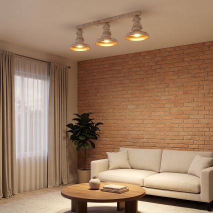 Brilagi - Luminária de teto PYRONIC 3xE27/40W/230V creme/pátina