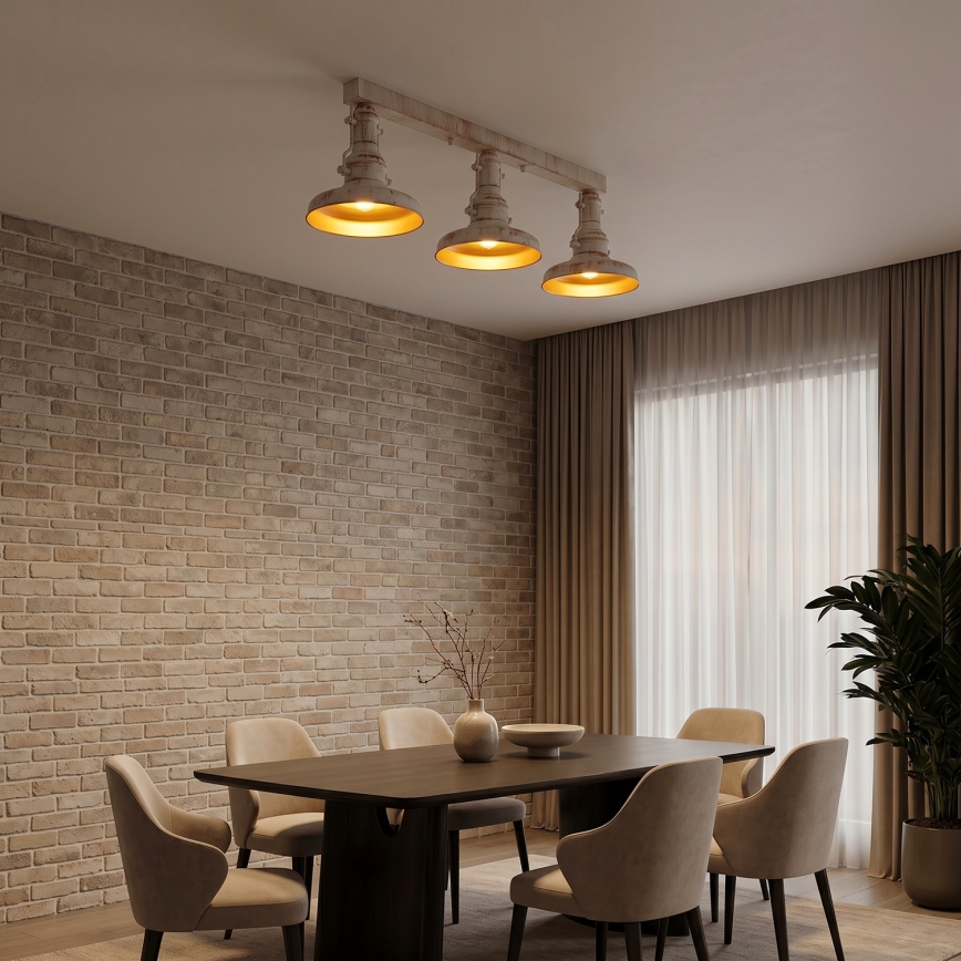 Brilagi - Luminária de teto PYRONIC 3xE27/40W/230V creme/pátina