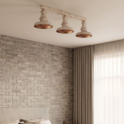 Brilagi - Luminária de teto PYRONIC 3xE27/40W/230V creme/pátina