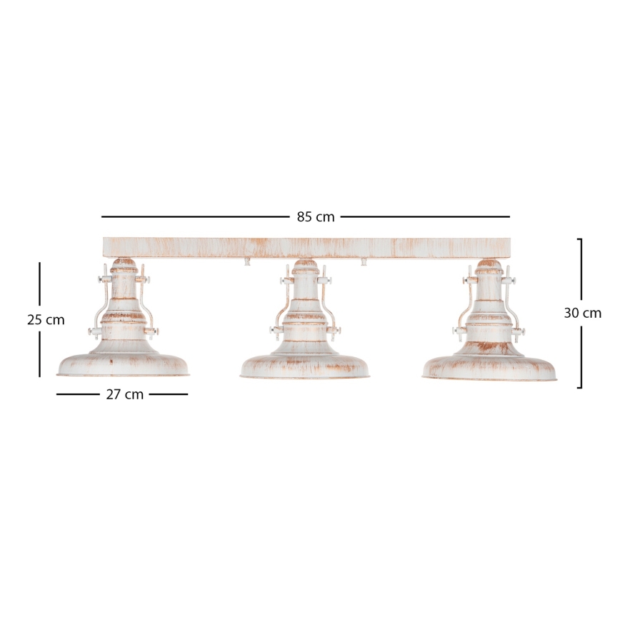 Brilagi - Luminária de teto PYRONIC 3xE27/40W/230V creme/pátina