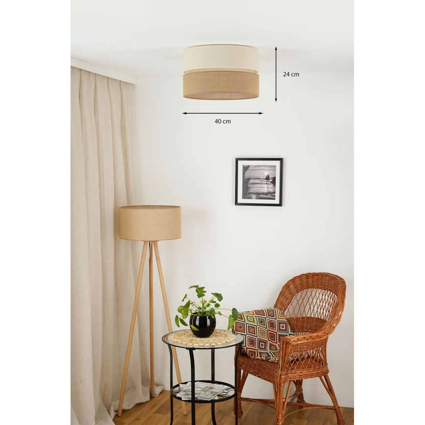 Brilagi - Luminária de teto ROYAL YUTE 1xE27/15W/230V diâmetro 40 cm bege/creme