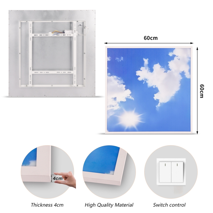 Brilagi - Luminária de teto SLIMFRAME SKY LED/58W/230V 60x60 cm prateada/azul