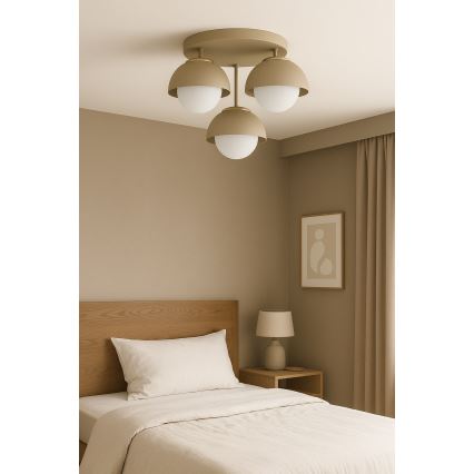 Brilagi - Luminária de teto sobreposta COSMO 3xE27/60W/230V bege/dourado
