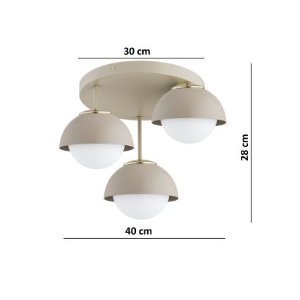 Brilagi - Luminária de teto sobreposta COSMO 3xE27/60W/230V bege/dourado