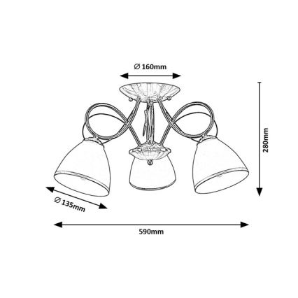 Brilagi - Luminária de teto sobreposta FRED 3xE27/60W/230V Ø 59 cm bronze