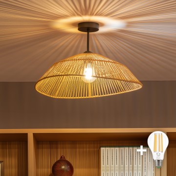 Brilagi - Luminária de teto sobreposta LED CERIA BOHO 1xE27/60W/230V Ø 50 cm preto/castanho
