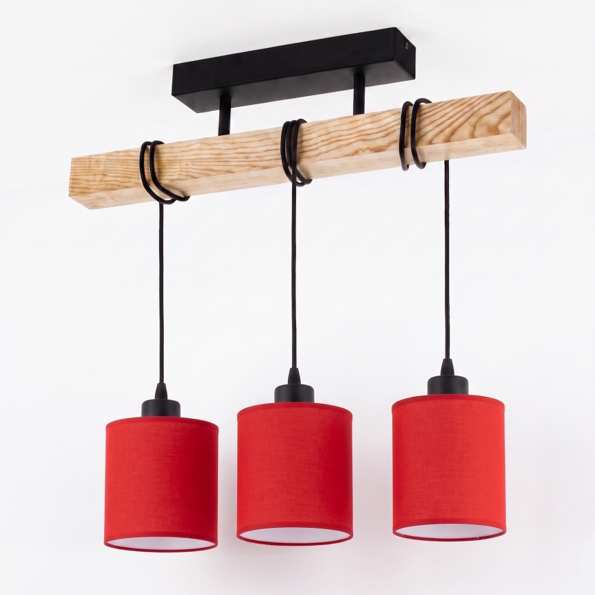 BRILAGI - Luminária de teto sobreposta NUBILA 3xE27/60W/230V pinho/vermelho