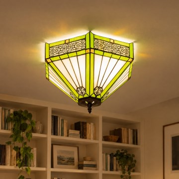 BRILAGI - Luminária de teto Tiffany com vitral EMERALD 2xE27/60W/230V Ø 40 cm