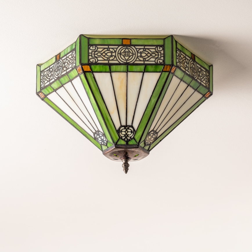 BRILAGI - Luminária de teto Tiffany com vitral EMERALD 2xE27/60W/230V Ø 40 cm