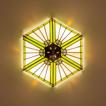 BRILAGI - Luminária de teto Tiffany com vitral EMERALD 2xE27/60W/230V Ø 40 cm