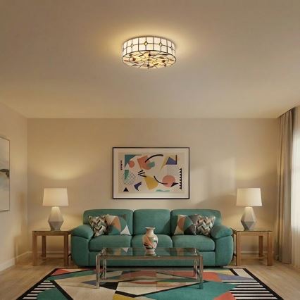 BRILAGI - Luminária de teto Tiffany em vitral FOLIA 2xE27/60W/230V Ø 40 cm