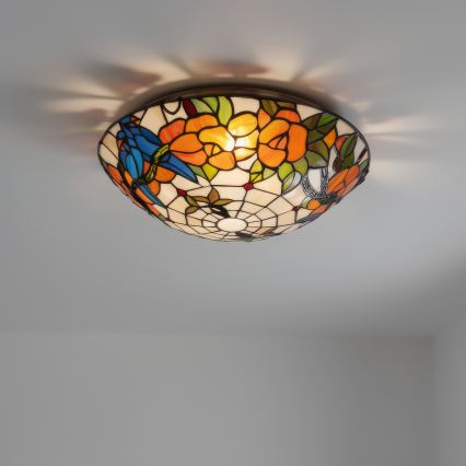 Brilagi - Luminária de teto Tiffany em vitral JUNGLE 2xE27/60W/230V Ø 40 cm