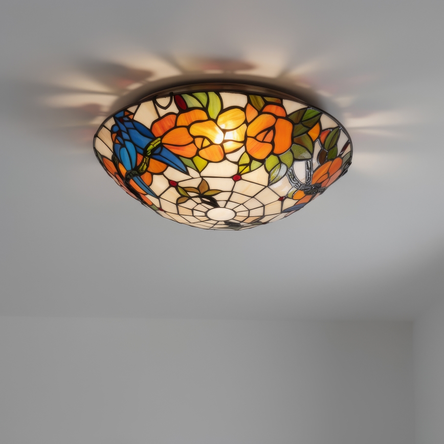 Brilagi - Luminária de teto Tiffany em vitral JUNGLE 2xE27/60W/230V Ø 40 cm