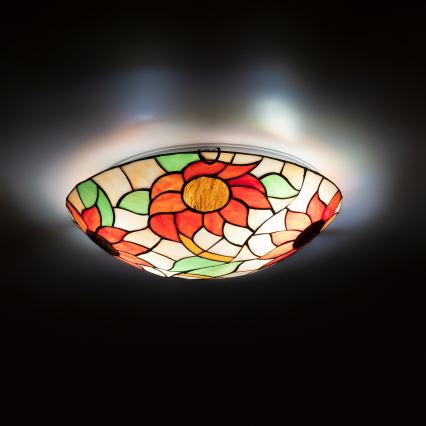 Brilagi - Luminária de teto Tiffany em vitral SUNFLOWER 2xE27/60W/230V Ø 40 cm