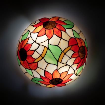 Brilagi - Luminária de teto Tiffany em vitral SUNFLOWER 2xE27/60W/230V Ø 40 cm