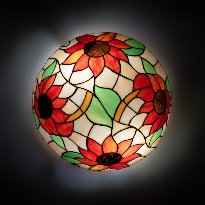 Brilagi - Luminária de teto Tiffany em vitral SUNFLOWER 2xE27/60W/230V Ø 40 cm