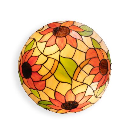 Brilagi - Luminária de teto Tiffany em vitral SUNFLOWER 2xE27/60W/230V Ø 40 cm