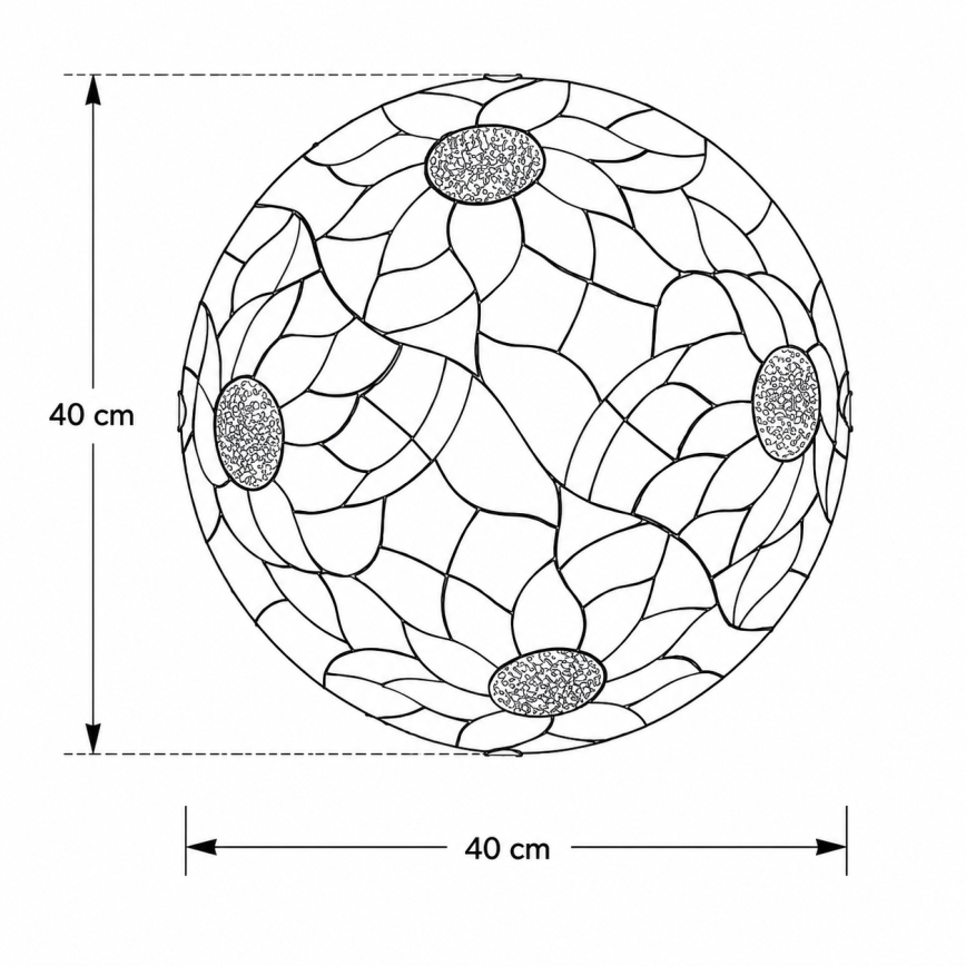 Brilagi - Luminária de teto Tiffany em vitral SUNFLOWER 2xE27/60W/230V Ø 40 cm