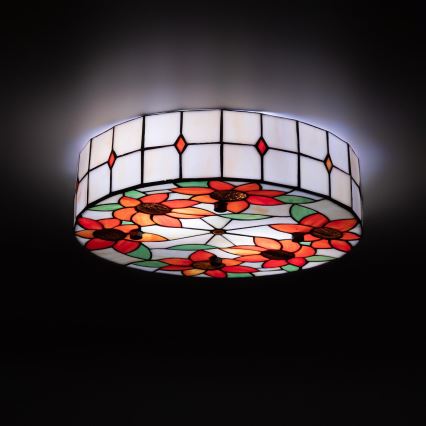 Brilagi - Luminária de teto Tiffany em vitral SUNFLOWER 3xE27/60W/230V Ø 40 cm