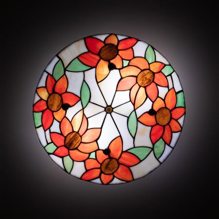 Brilagi - Luminária de teto Tiffany em vitral SUNFLOWER 3xE27/60W/230V Ø 40 cm