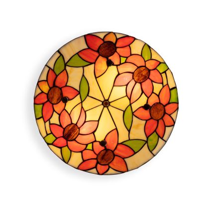 Brilagi - Luminária de teto Tiffany em vitral SUNFLOWER 3xE27/60W/230V Ø 40 cm